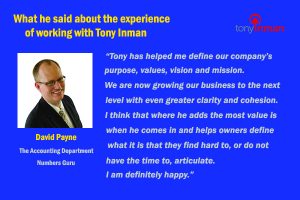 Testimonial for Tony Inman by David Payne