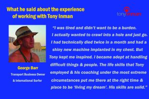 Testimonial for Tony Inman by George Barr
